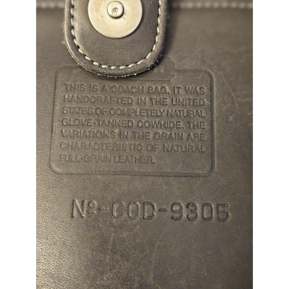 Vintage Coach Bleeker Black Grey Leather Tote Shoulder Bag w/ Silver Logo Charm - Picture 12 of 13